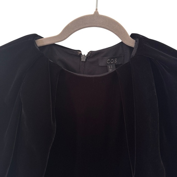 COS Velvet Puff-Sleeved Top Black Size 10 - Picture 7 of 12
